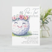 Wit Schoon Bloemig Golf Let's Par-Tee Baby Shower Kaart (Staand voorkant)