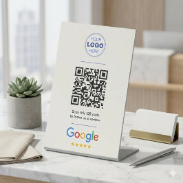 Wit Schoon Google Review QR Code Logo Reclamebord Met Voetstuk