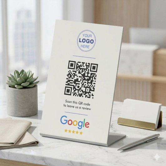 Wit Schoon Google Review QR Code Logo Reclamebord Met Voetstuk