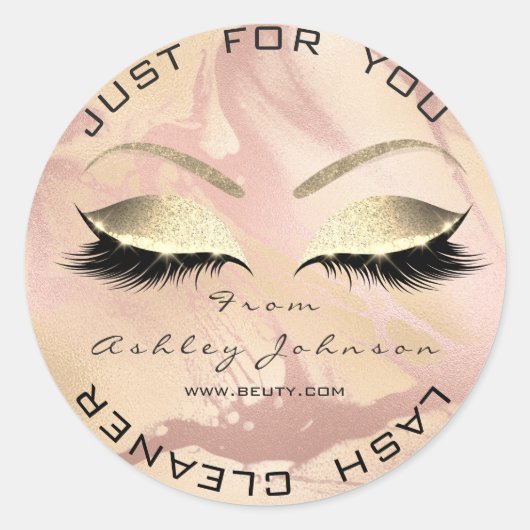 Wit Schoonheidssalon Glitter Marble Gold Lash Clea Ronde Sticker (Voorkant)