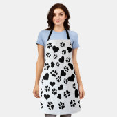 Wit Schort met Hart & Paw Prints Patroon (Gedragen)