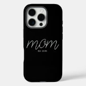 Wit Schrift Gestichte Moeder Zwart Case-Mate iPhone Case (Achterkant)