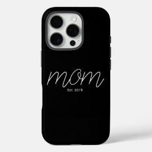 Wit Schrift Gestichte Moeder Zwart iPhone 16 Pro Hoesje