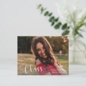 Wit Schrift GRADUATE Foto Bedankt Briefkaart (Staand voorkant)