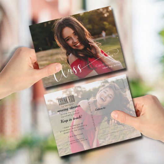 Wit Schrift GRADUATE Foto Bedankt Briefkaart