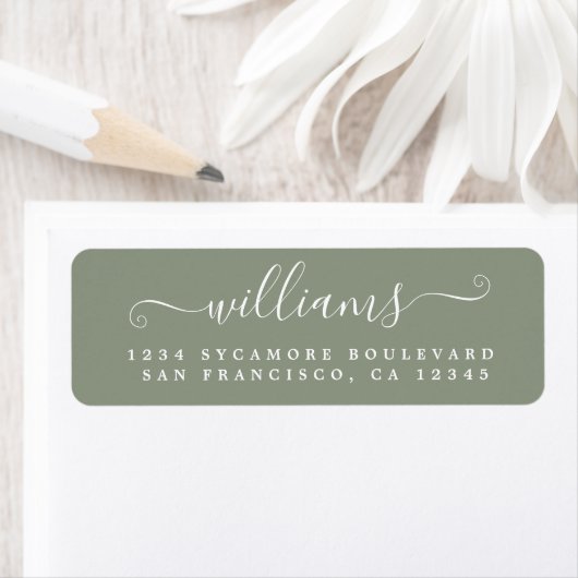 Wit Schrift Sage Groen Retouradreslabel Etiket (Insitu)