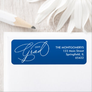 Wit schriftafstudeeradres Blauw retouradres Etiket