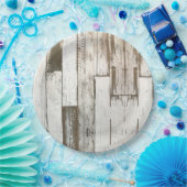 Wit schuurhout nerf rustieke westerse landelijke f papieren bordje (Feest)