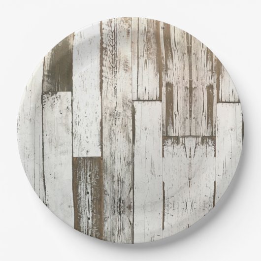 Wit schuurhout nerf rustieke westerse landelijke f papieren bordje (Voorkant)