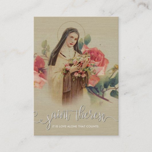 Wit script bedekken | St. Therese Little Flower Visitekaartje (Voorkant)
