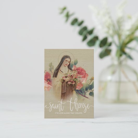 Wit script bedekken | St. Therese Rozen Heilige Ka Visitekaartje (Staand voorkant)