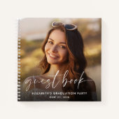 Wit Script Foto Afstudeerfeest Gastenboek Notitieboek (Voorkant)