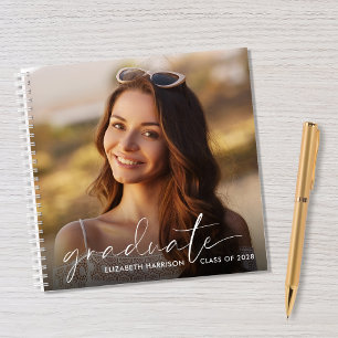 Wit Script Foto Afstudeerfeest Gastenboek Notitieboek