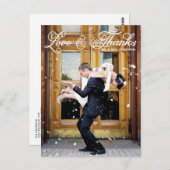 Wit Script Foto bruiloft Dank u Briefkaart (Voorkant / Achterkant)