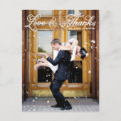 Wit Script Foto bruiloft Dank u Briefkaart (Voorkant)