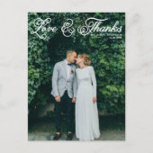 Wit  Script Foto bruiloft Dank u Briefkaart (Voorkant)