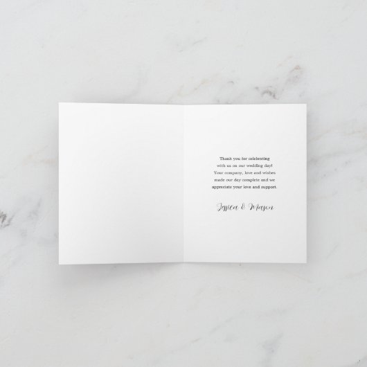 Wit Script Foto Bruiloft Dank u Gevouwen Kaart (Binnen)
