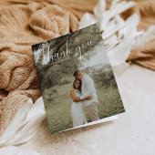 Wit Script Foto Bruiloft Dank u Gevouwen Kaart