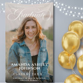 Wit Script Gefeliciteerd Foto Afstuderen Spandoek