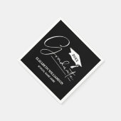 Wit Script Graduation Cap Zwart Servet (Hoek)