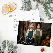 Wit script hand belettering kerstkaart briefkaart