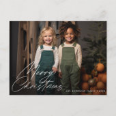 Wit script hand belettering kerstkaart briefkaart (Voorkant)