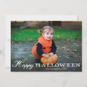  wit script Happy Halloween foto Feestdagenkaart (Voorkant)