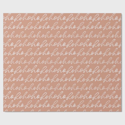 Wit Script Ho Ho Ho Bruin Kerstmis Cadeaupapier (Vlak)