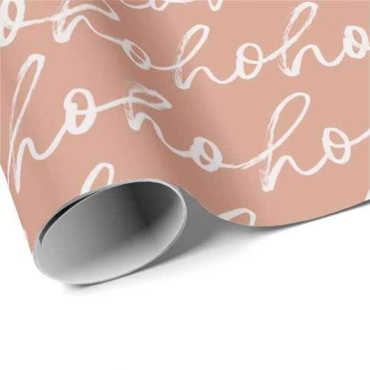 Wit Script Ho Ho Ho Bruin Kerstmis Cadeaupapier (Rol Hoek)