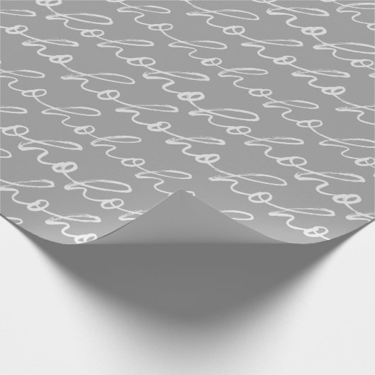Wit Script Ho Ho Ho Zilver Kerstmis Cadeaupapier (Hoek)