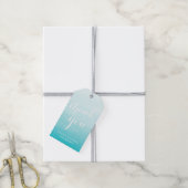 Wit Script Licht Blauw Waterverf Ombre Dank u Cadeaulabel (Met Touw)