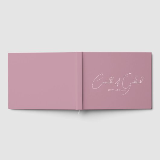 Wit Script Namen Bruiloft Dusty Roze Gastenboek (Volledig)