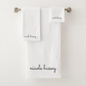 Wit script | Stijlvol Monogram Modern Minimalistis Bad Handdoek (Insitu)