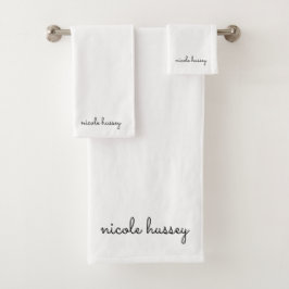 Wit script | Stijlvol Monogram Modern Minimalistis Bad Handdoek