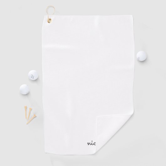 Wit script | Stijlvol Monogram Modern Minimalistis Golfhanddoek (Insitu)