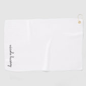 Wit script | Stijlvol Monogram Modern Minimalistis Golfhanddoek (Horizontaal)