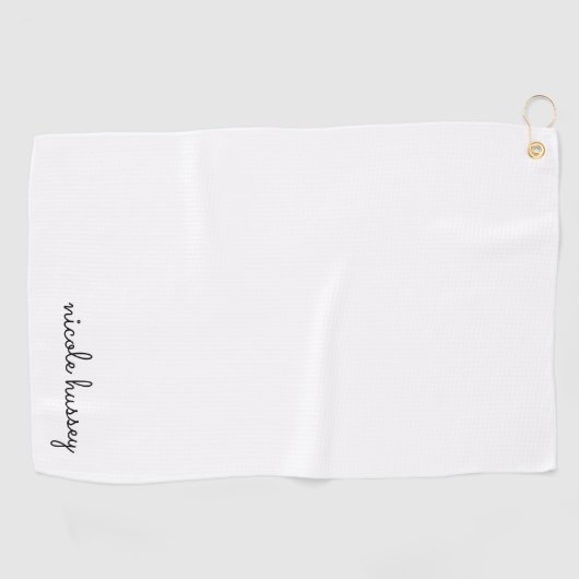Wit script | Stijlvol Monogram Modern Minimalistis Golfhanddoek (Horizontaal)