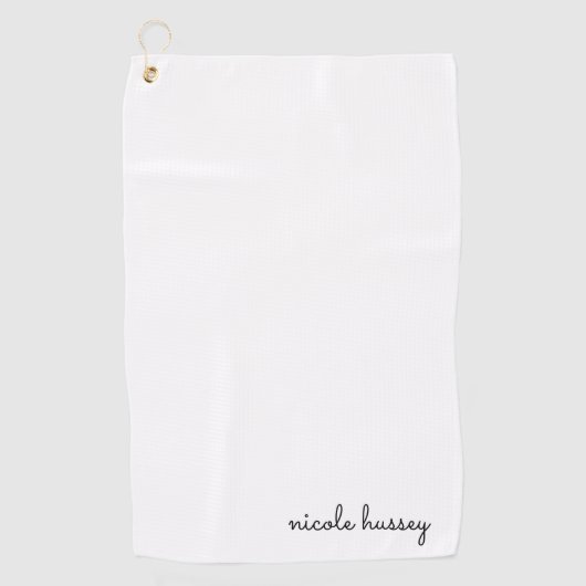 Wit script | Stijlvol Monogram Modern Minimalistis Golfhanddoek (Voorkant)