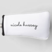 Wit script | Stijlvol Monogram Modern Minimalistis Golfheadcover (Voorkant)