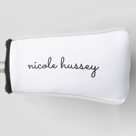 Wit script | Stijlvol Monogram Modern Minimalistis Golfheadcover (Voorkant)