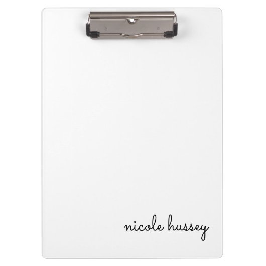 Wit script | Stijlvol Monogram Modern Minimalistis Klembord (Voorkant)