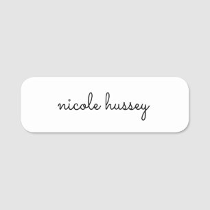 Wit script Stijlvol Monogram Modern Minimalistis Naamplaatje