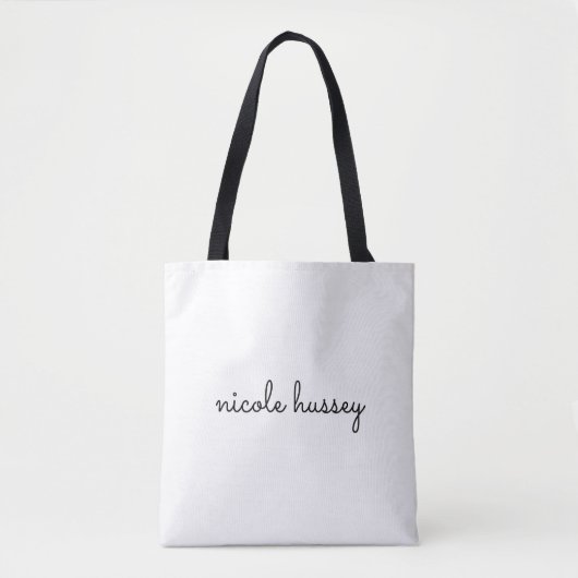 Wit script | Stijlvol Monogram Modern Minimalistis Tote Bag (Voorkant)
