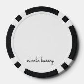 Wit script | Stijlvol Monogram Modern Poker Chips (Achterkant)