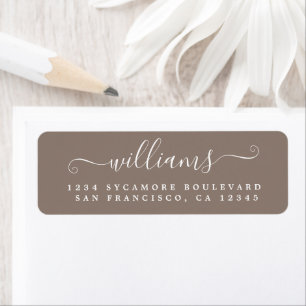 Wit Script Taupe Grijs Retouradreslabel Etiket
