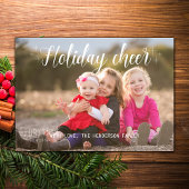 Wit Script Vakantie Cheer Foto Flat Kaart