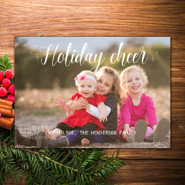 Wit Script Vakantie Cheer Foto Flat Kaart
