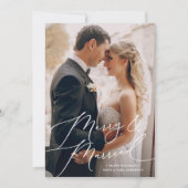 Wit Script Vrolijk & Getrouwd Foto Kerstmis Feestdagenkaart (Voorkant)