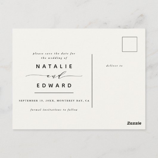 Wit script we doen elegante trouwfoto briefkaart (Achterkant)