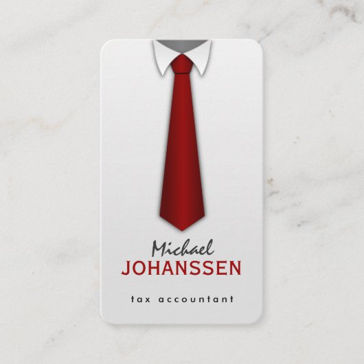 Wit Shirt Rood Stropdas Accountant Visitekaartjes (Voorkant)